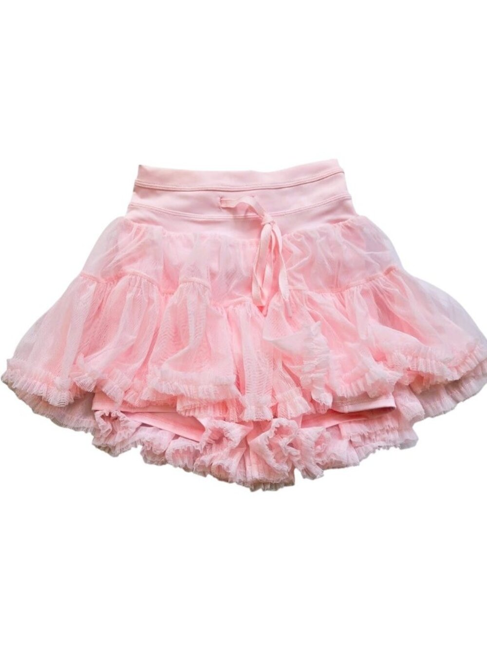 Stelle Rufled Chiffon Tennis Skirt Drawstring Waist Shorts W/ Pockets